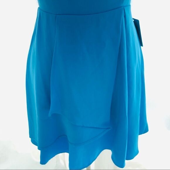 Adelyn Rae Fit & Flare Draped Party Dress NWT Nordstrom in Turquoise Blue - Picture 5 of 12